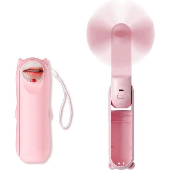 Ventilateur De Poche Rechargeable USB – 5000mAh, 3 Vitesses, 8-18h D'autonomie – Léger, Silencieux, Pliable (Blanc)