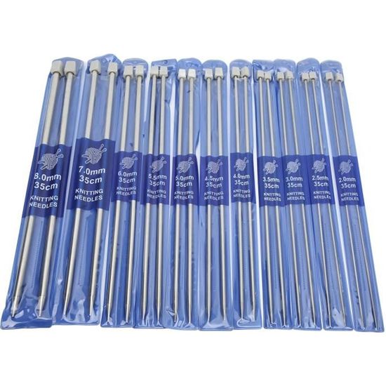 Aiguilles à Tricoter Double Pointe En Aluminium - 8 Paires, Tailles 2.75mm à 6.0mm - 35 Cm De Long - Colorées, Légères, Pour Tricot Manuel