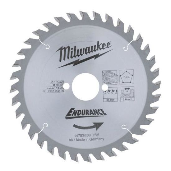 Lame Scie Circulaire Milwaukee 4932471312 - 165x15.87x1.6x40 ATB Haute Performance