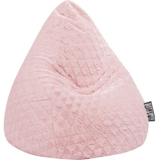 Pouf - SITTING POINT - Fluffy Hearts L Rose - Peluche tissée 100% Polyester - Taille 1: 70x90 cm