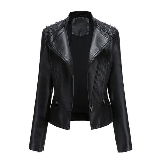 Veste cuir cloutée 2025 femme