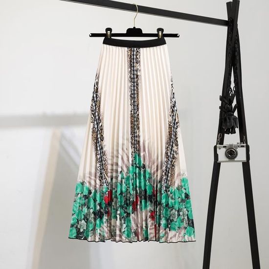 Femme Elégante Broderie d'été Imprimé Floral Superposée Longue Jupe