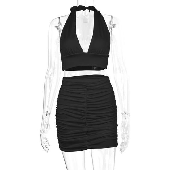 Robe,robe de noël froncée blanche, dos nu, ensemble deux pièces, tenue