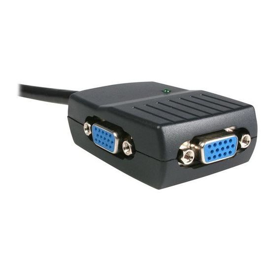 Câble répartiteur vidéo VGA 1x (M) vers 2x (F) - Splitter VGA alimenté par USB - 1x VGA (M) vers 2x VGA (F) - Noir - ST122LE