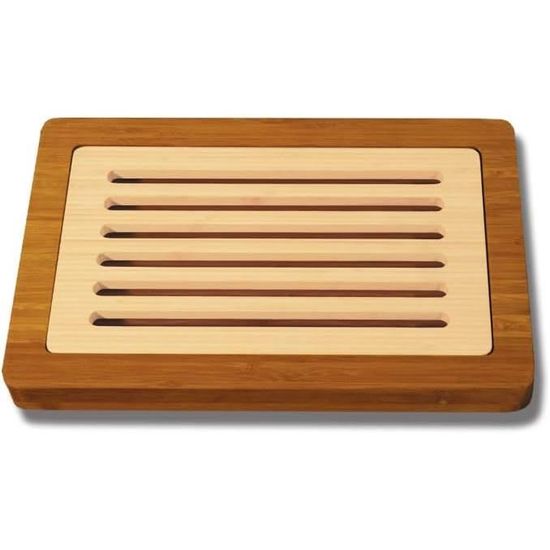 Planche à Pain En Bambou 38x24cm Avec Réservoir à Miettes