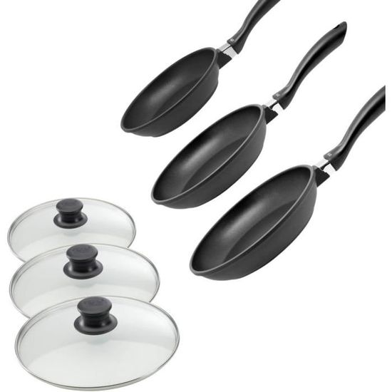 Set De 3 Poêles à Frire Moneta Artech Stone - Anti-adhésif Pierre 20/24/28 Cm, Fabriqué En Italie, Lave-vaisselle