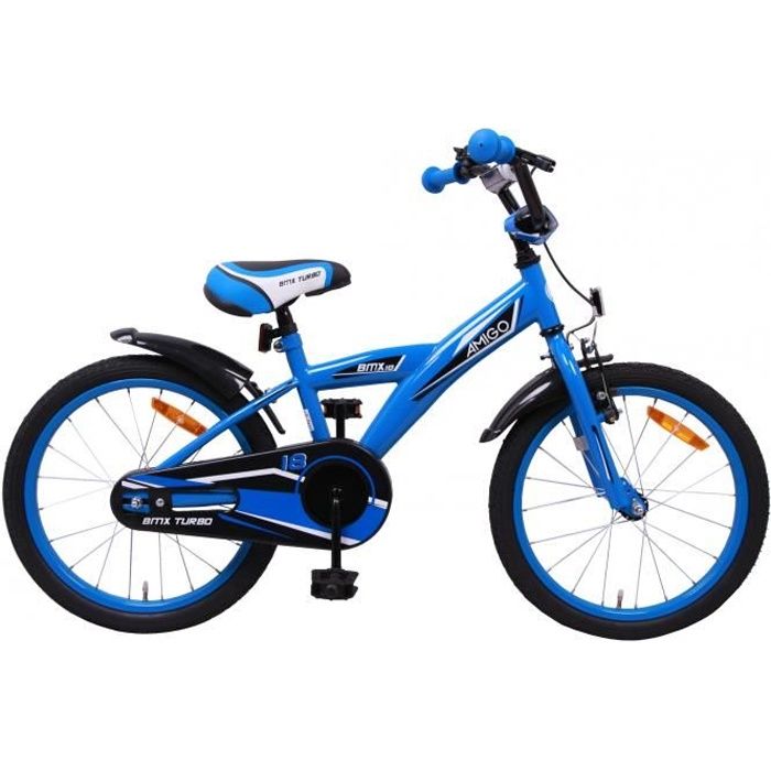 Amigo BMX Turbo - Vélo enfant 18 pouces - Pour garçons à partir de 5-8 ans - Bleu