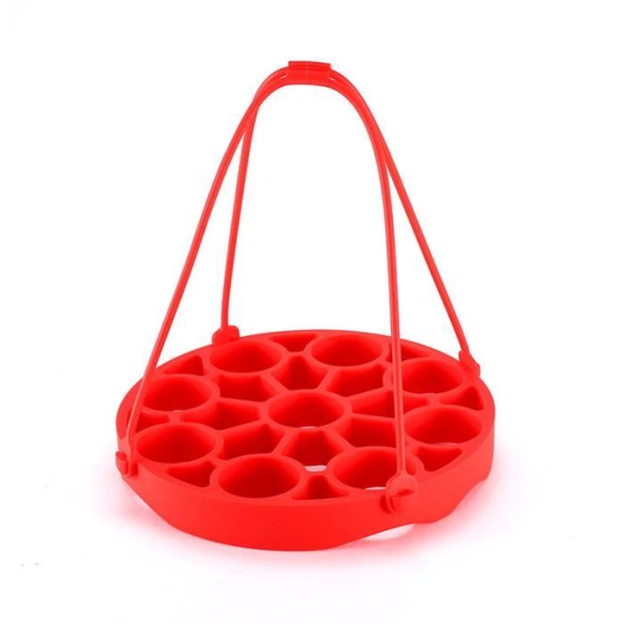 Cuiseur à Oeufs Rouge Support Cuit Vapeur Multifonctionnel en Silicone Moule Alimentaire