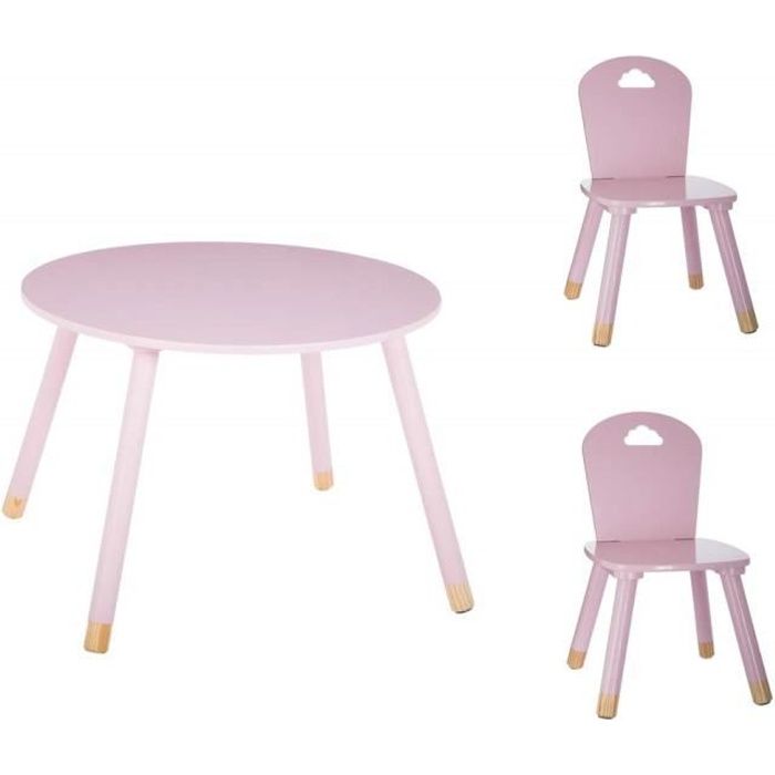 Set Table douceur rose + 2 chaises douceur rose Atmosphera