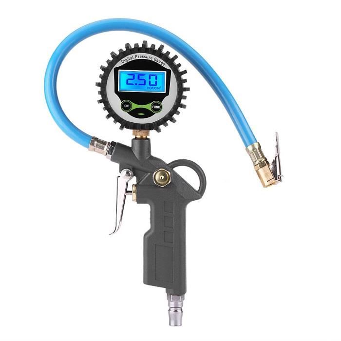Numérique Manomètre Pneu Haute Précis Digital Jauge de Pression de Pneus avec Pistolet Gonflage pour La Voiture Moto Vélos avec Écra