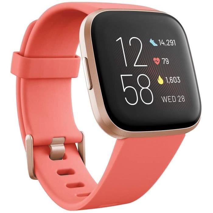 Fitbit Versa 2 Montre connectée de Fitness avec contrôle Vocal, partition de Sommeil et Musique, Mixte, Fleurs, Taille Unique