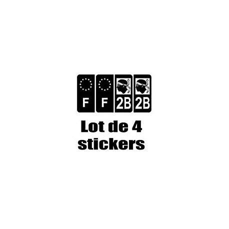 4 Autocollants Stickers Auto Plaque d'immatriculation 2B Black Edition Corse - Angles : arrondis