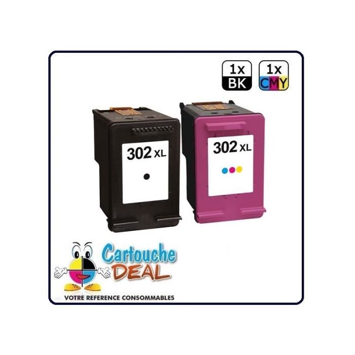HP 302XL : Lot 2 cartouches compatible pour Deskjet 1110 2130 3630 Envy 4520 4522 4524 OfficeJet 3800 3830 4650 - HP302 XL