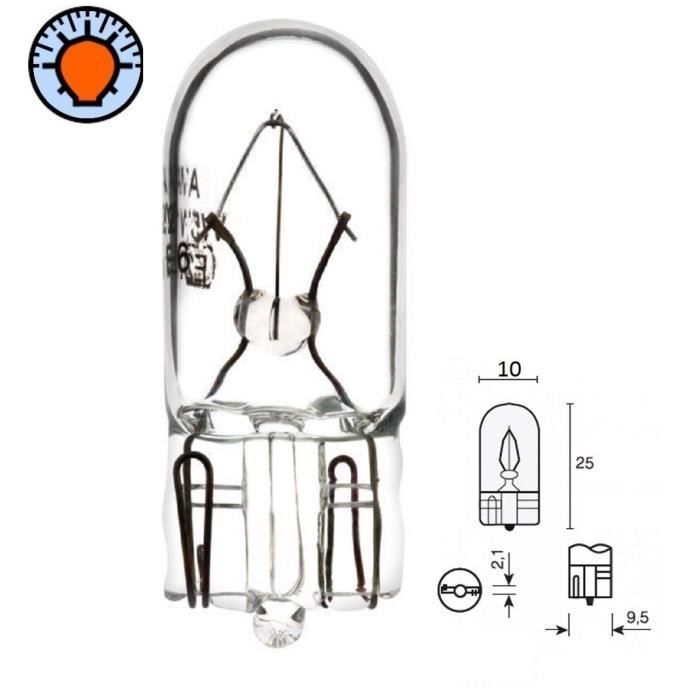 AMPOULE 24V 5W T10 W2.1x9.5D WEDGE VERRE VOITURE CAMION TABLEAU DE BORD VOYANT FEU POSITION MOTO CYCLOMOTEUR INTERIEUR PLAQUE D'IMMA
