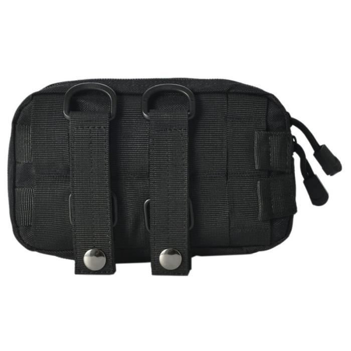couleur noire -Pochette Molle EDC en Nylon, ceinture tactique de Camping, petite poche, portefeuille militaire, sac de taille, voyag