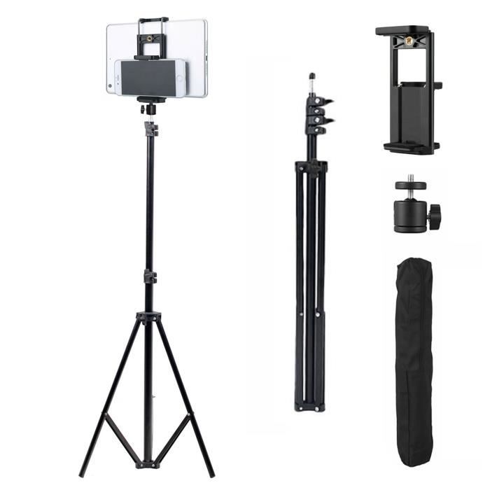 Support Trépied Réglable 1,6M Appareil Photo Téléphone Tablette Universel Noir
