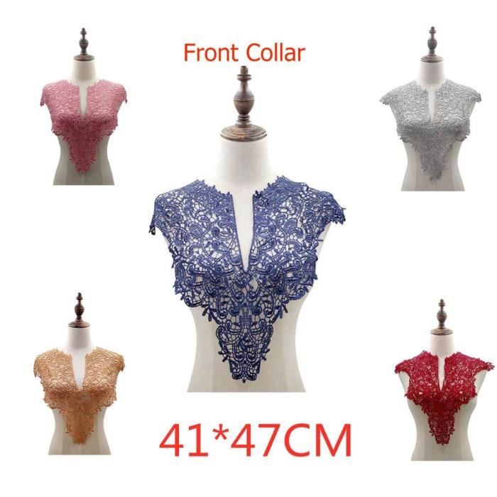 1 pièce avant col-dos col châle Soluble dans l'eau dentelle col Polyester soie broderie collier vêtements bricolage accessoires
