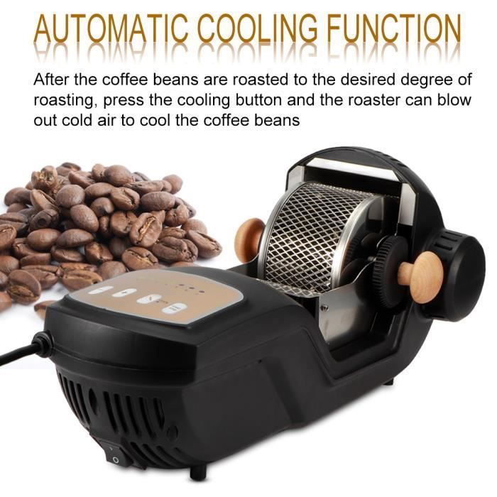Torréfacteur Électrique à Grains de Café Entièrement Automatique Machine à Rôtir au Four Accessoire de Café(Prise UK 220-240V /