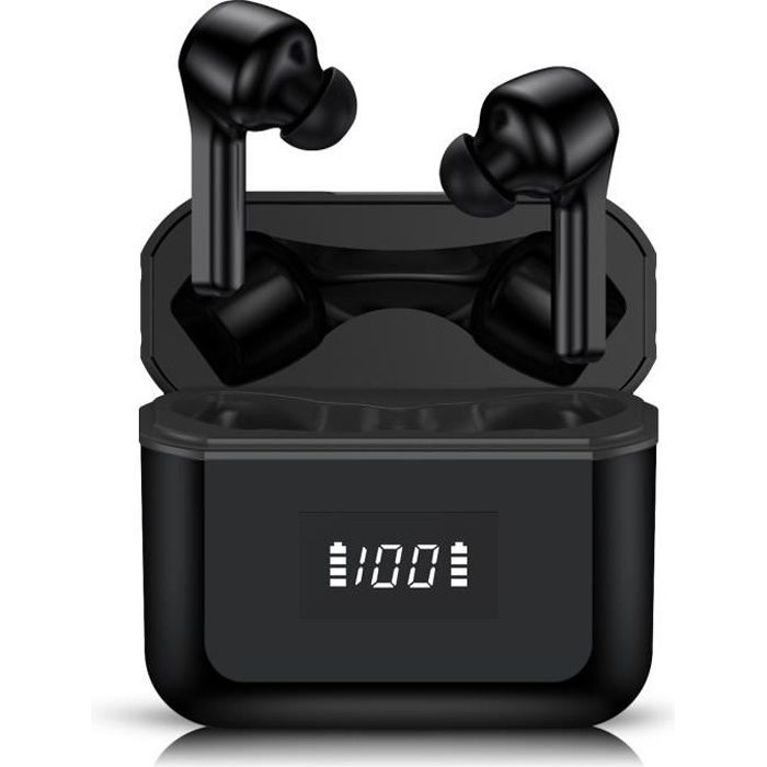 True Écouteurs sans fil Bluetooth 5.0 casque stéréo sans fil intra auriculaires 30H Playtime Oreillettes Bluetooth Touch - TWS