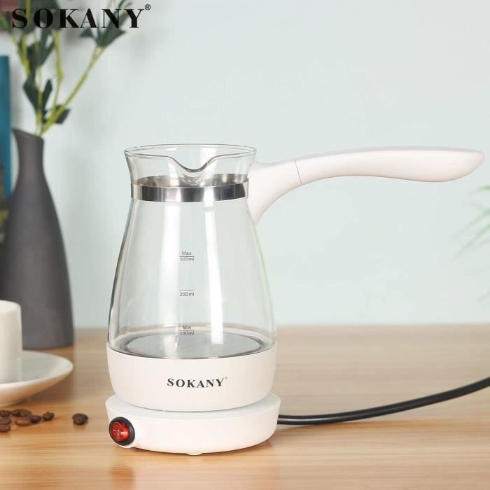 Machine à café,SOKANY cafetière 220V turc grec électrique Machine à café Pot bouilli thé lait bouilloire un bouton Portable