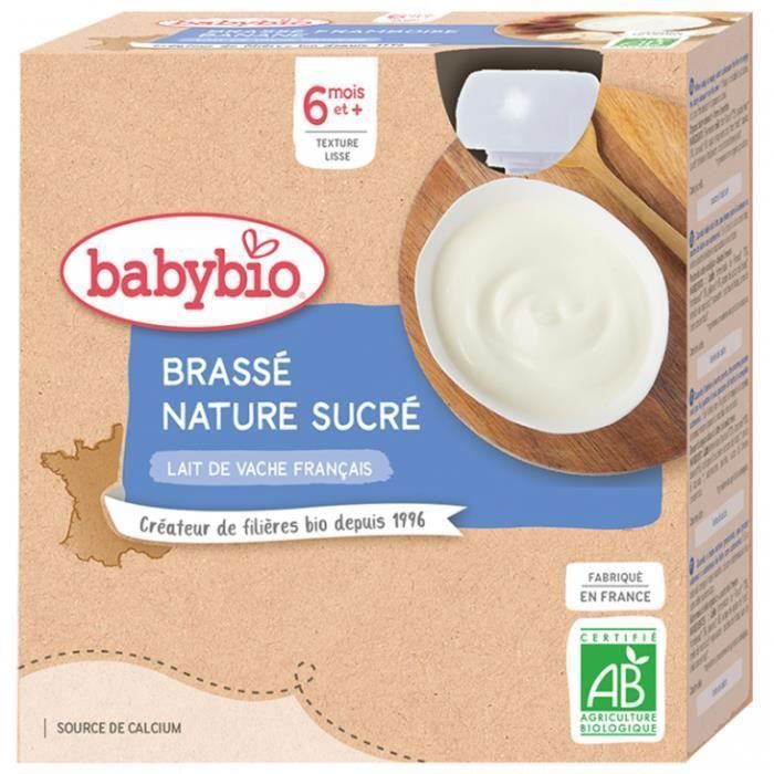 Babybio - Gourde Brassé Nature - Bio - 4x85g - Dès 6 mois