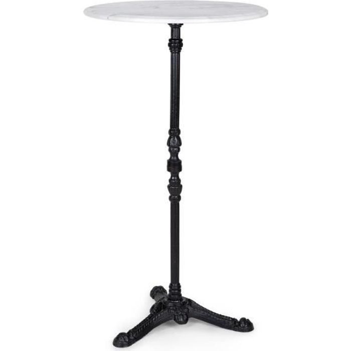 Blumfeldt Patras-BK Table d´appoint - Guéridon style bistrot - plateau 60cm en marbre naturel résistant - pieds en fonte - noir