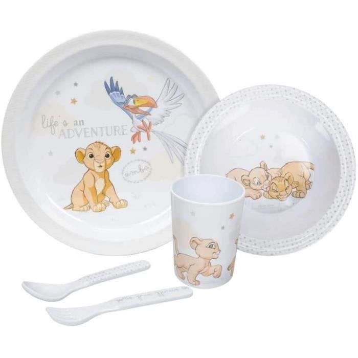 Disney Simba Roi Lion Cadeau Dîner Set 5 Pièce Mélamine Plaque, Bol Couverts & Tasse
