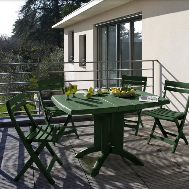Salon de jardin: Table résine 118 cm VEGA + 4 chaises MIAMI