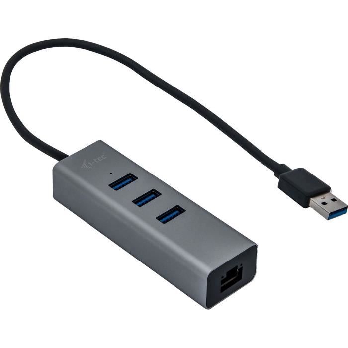 i-tec - USB 3.0 Métal 3-Port USB HUB avec Gigabit Ethernet