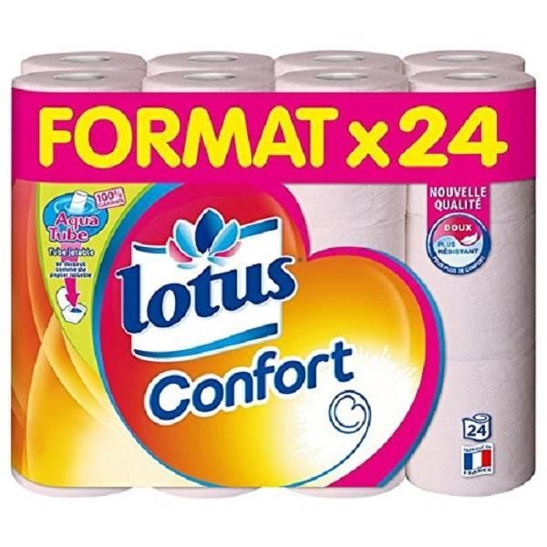 Lotus Confort 24 Rouleaux de Papier Hygiénique Aquatube