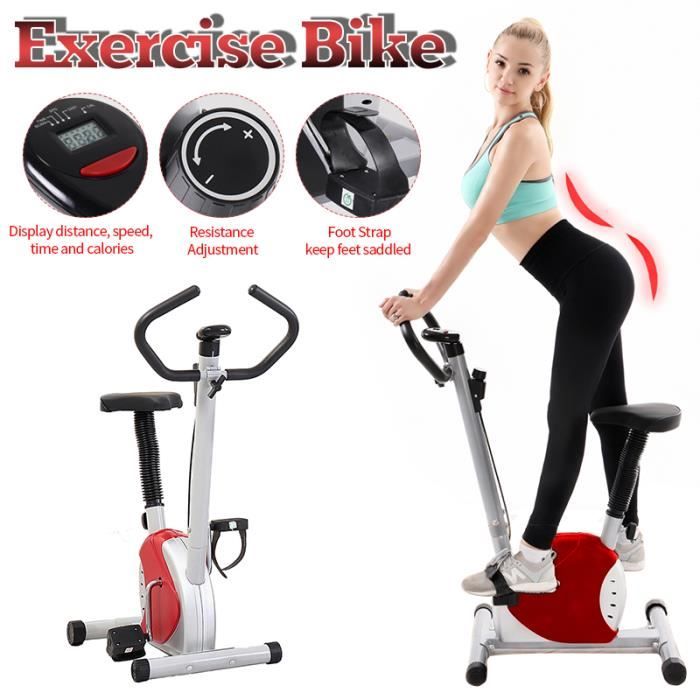 IVEENIR Vélo d'Appartement LED Gym à Domicile avec le Moniteur d'Affichage à Cristaux Liquides ROUGE