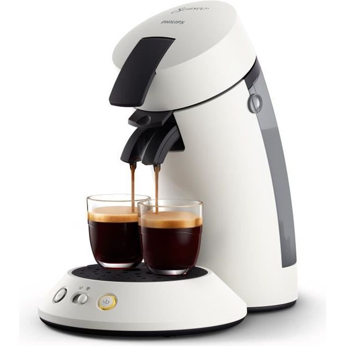 Machine à café dosette SENSEO ORIGINAL+ Philips CSA210/11, Booster d’arômes, Sélecteur d’intensité, 1 ou tasses, Blanc titane