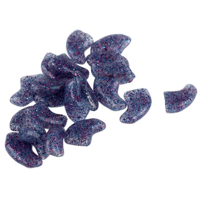 20 pcs Caps d'ongles doux pour pattes de controle pour animaux de compagnie de griffe de chat et colle avec des paillettes violet S