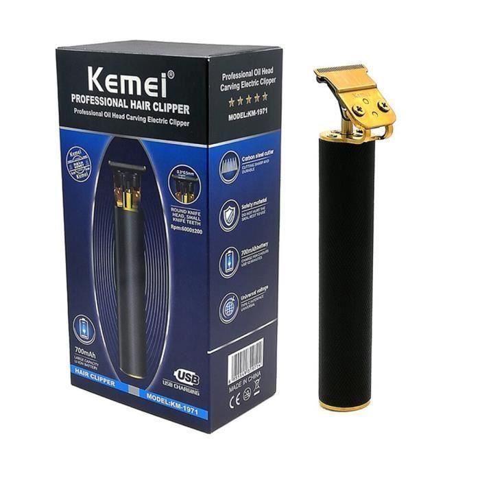 Kemei 1971 Pro Li T-Outliner Squelette Heavy Hitter Tondeuse sans fil Hommes 0mm Tête de tondeuse à tête chauve Finition Coupe-cheve