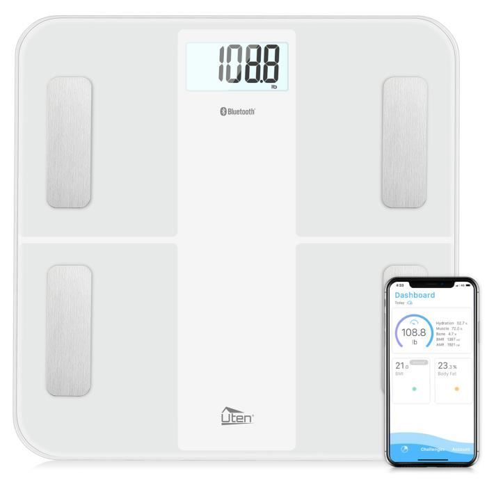 Pèse Personne Impédancemètre,Balance Connecté Électronique Bluetooth,Balance Impedancemetre avec 8 Mesures de Composition Corporelle