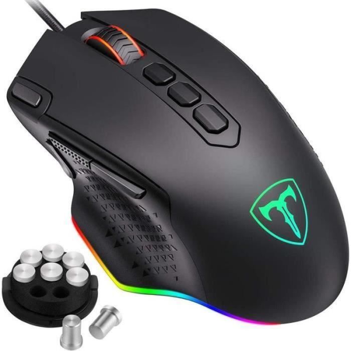 AC19667-PICTEK 12000DPI souris de jeu filaire Gamer souris ergonomique USB avec rvb rétro-éclairé 10 boutons pour sou - TypeBl
