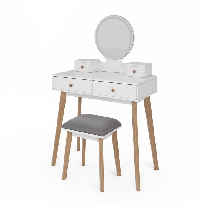 Coiffeuse Finya 80cm avec miroir LED et tabouret Blanc Vicco 40317 Coiffeuse Finya 80cm avec miroir LED et tabouret Blanc Vicco 40317