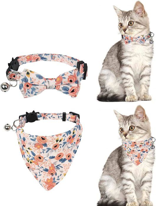 Meilleurs prix pour 2 colliers pour chat avec nud papillon et clochette rglables anti-tranglement 20-28 cm Animalerie > Chat > Collier, l
