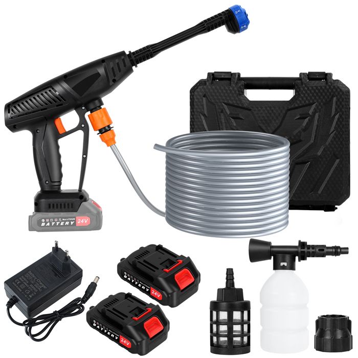 Nettoyeur Haute Pression Portable Sans Fil 90 Bar - Buse 6 En 1, Tuyau 5 M, Idéal Voiture Et Jardin