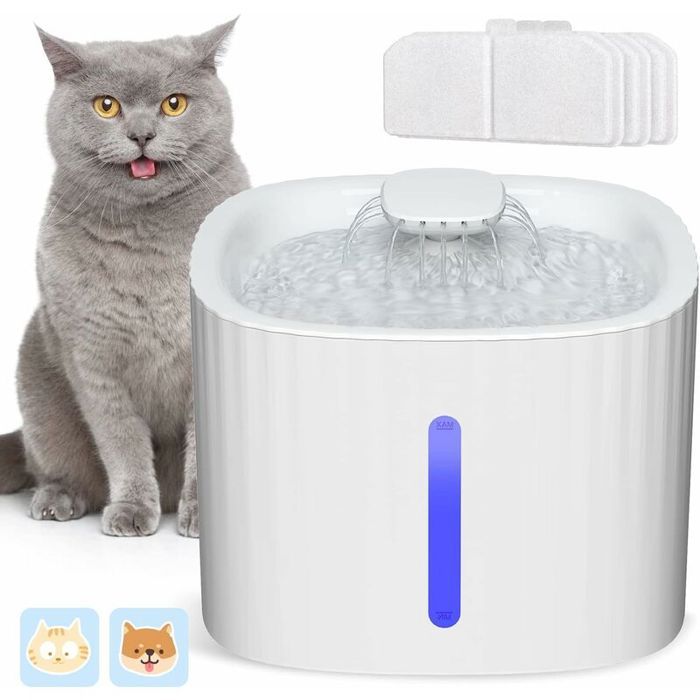 Meilleurs prix pour Fontaine Eau Silencieuse pour Chat et Chien 3L Distributeur avec LED et 3 Filtres Charbon PZCC