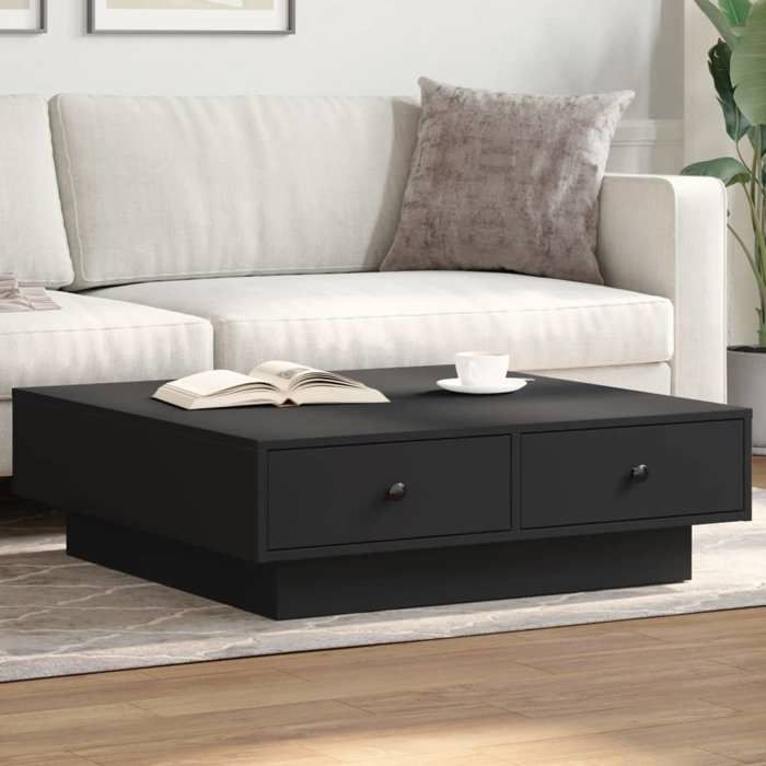 vidaXL Table basse Noir 90x90x28 cm Aggloméré 848088