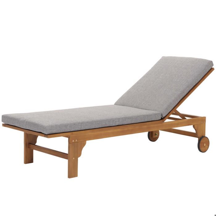 Transat de jardin chaise longue en bois et osier decoratif en polyrotin coussin gris 04_0008608