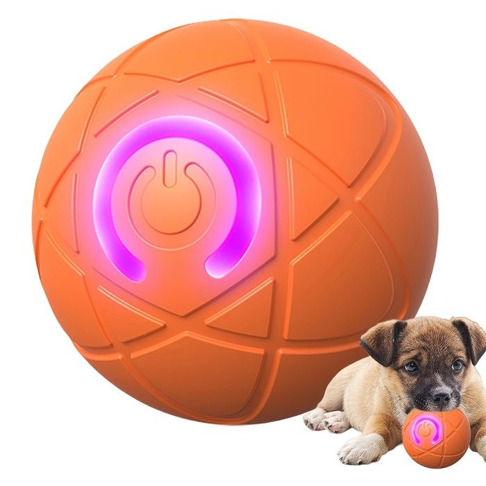 Comparer les prix de Balle intelligente roulante pour chien et chat, jouet interactif, résistant aux morsures, avec lumière - Orange