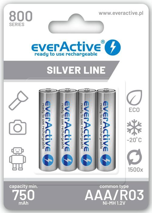 EverActive evhrl03 800 Batterie NiMH Micro AAA 800 mAh Argent