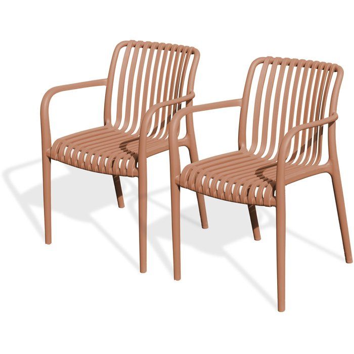 Lot de 2 fauteuils de jardin - CITY GARDEN - Tiago-FT - Empilable - Terracotta