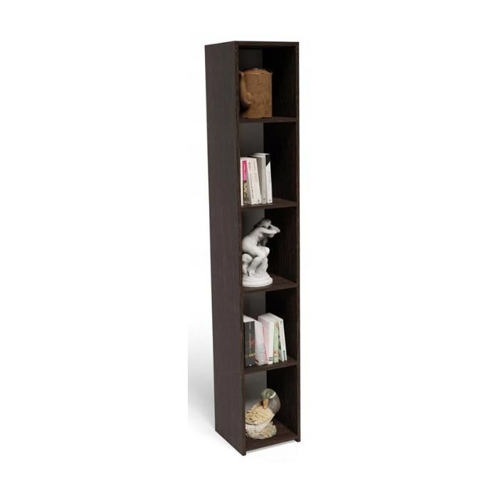 Meuble Étagère à 5 Niveaux - Meuble de rangement Style contemporain - Wengé - 30x30x180 cm