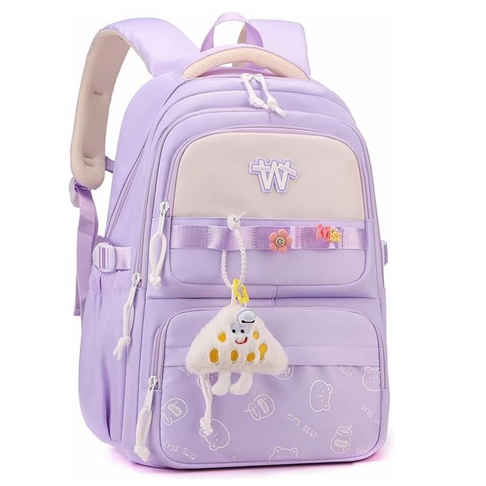 Sac A Dos College Fille Sac A Dos Fille Sac Ecole Fille, Respirant Cartable Primaire Fille De 7 à 10 Ans, Imperméable En Nylon Sacs Scolaires Pour Enfants Avec Pendentif Sac à