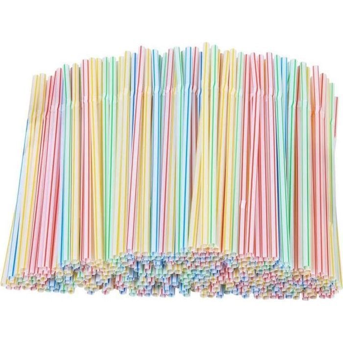 Pailles - Flexibles - Jetables - Multicolores - 21 cm (1000 pcs)