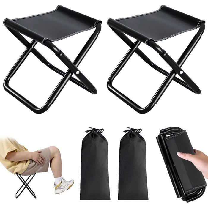 Tabouret de camping lot de 2 sièges de camping portables de 30 cm tabouret de camping pliable idéal pour les voyages et la