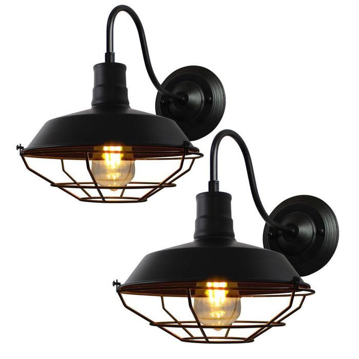 Applique murale dextérieur - Moderne - Noir - Antirouille - 2x E27 Ø26 cm